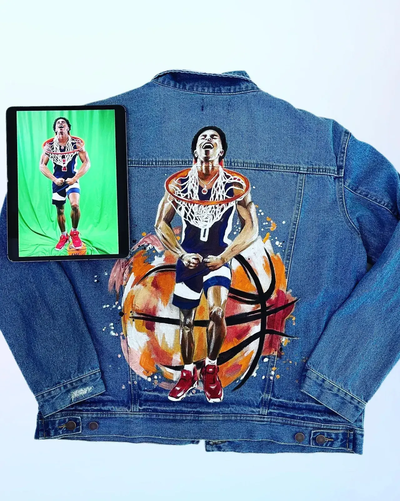 Hand Painted Portrait Denim Jacket: Custom Valentine Gift