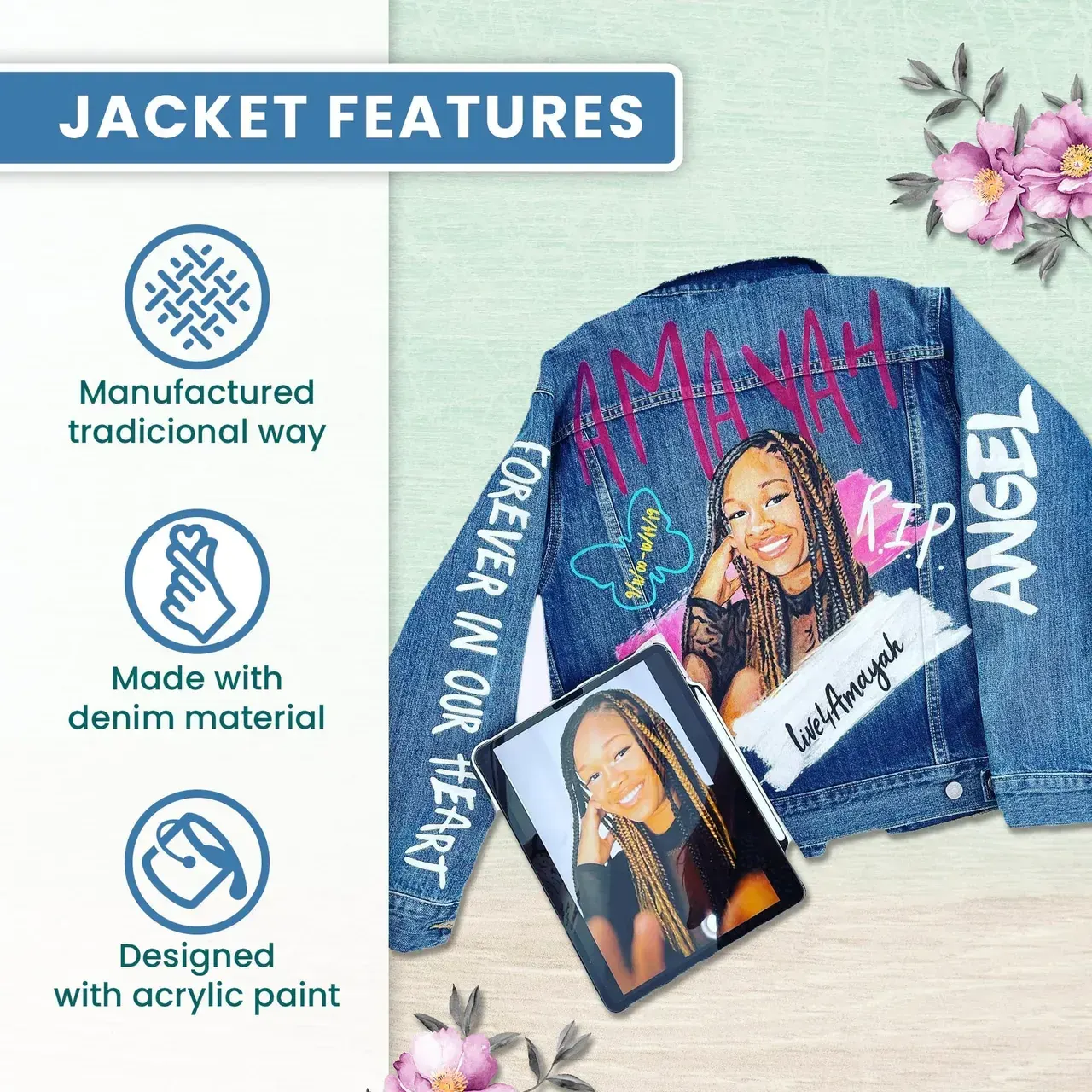 Hand Painted Portrait Denim Jacket: Custom Valentine Gift