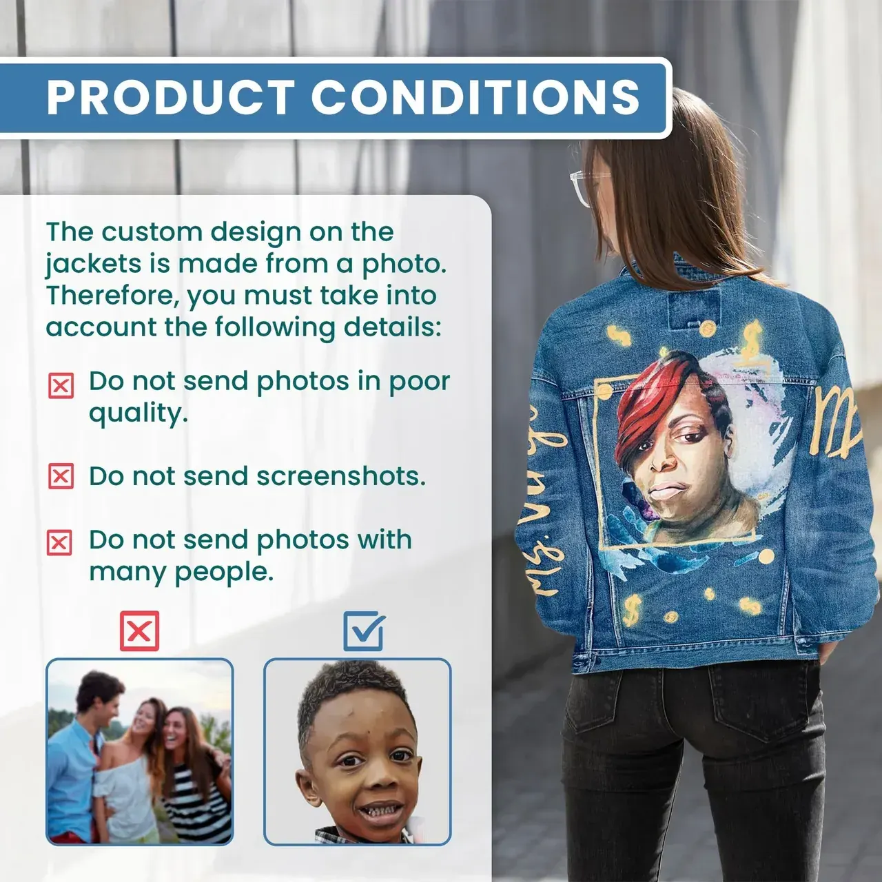 Hand Painted Portrait Denim Jacket: Custom Valentine Gift