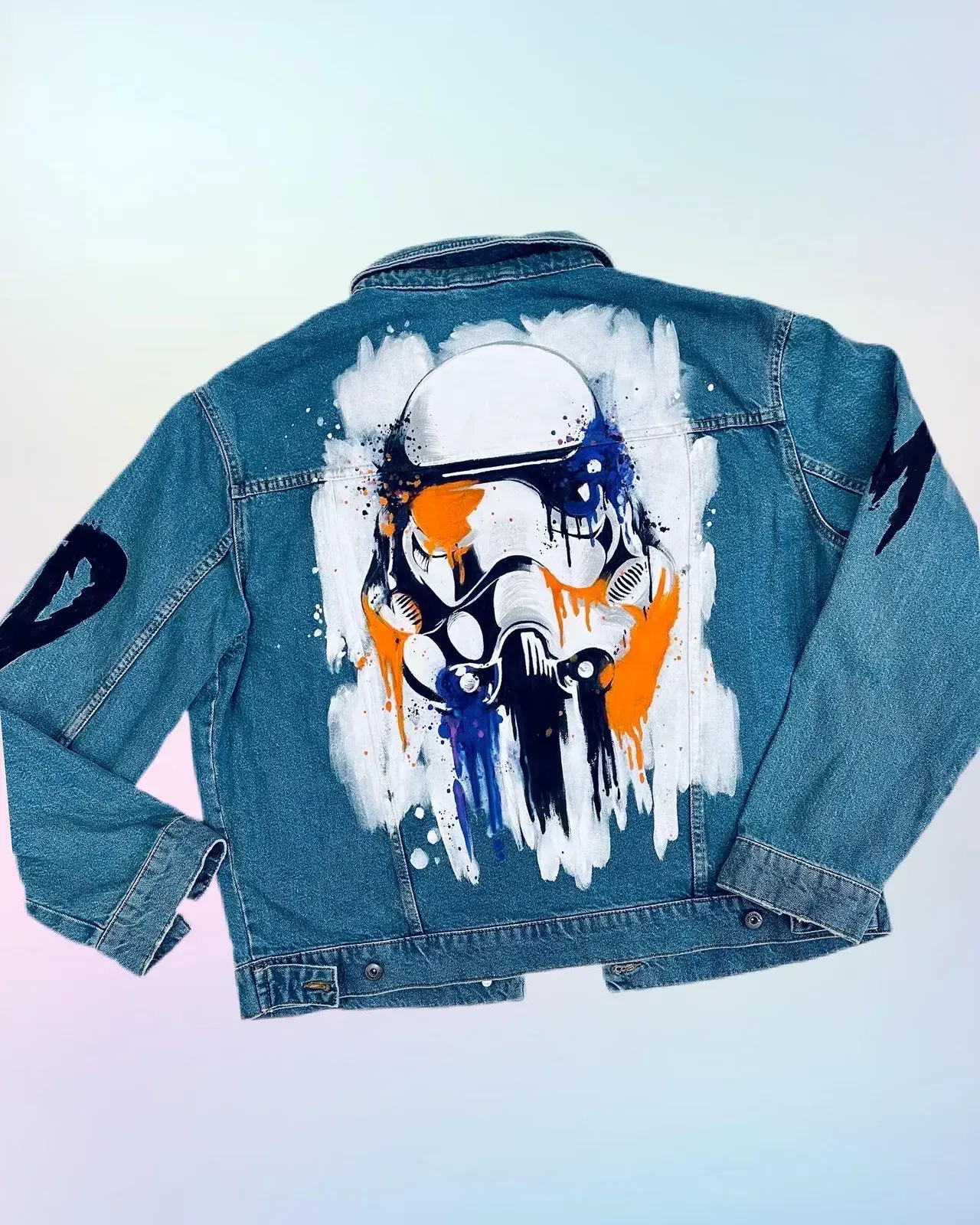 Hand-painted Star Wars Denim Jacket: Custom Pop-art Design