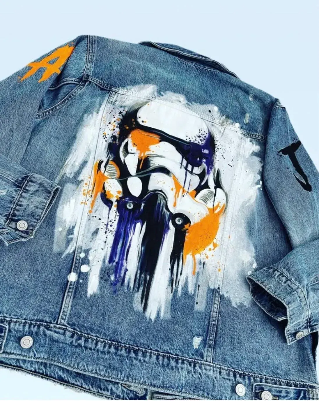 Hand-painted Star Wars Denim Jacket: Custom Pop-art Design