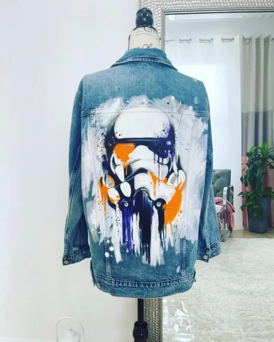 Hand-painted Star Wars Denim Jacket: Custom Pop-art Design