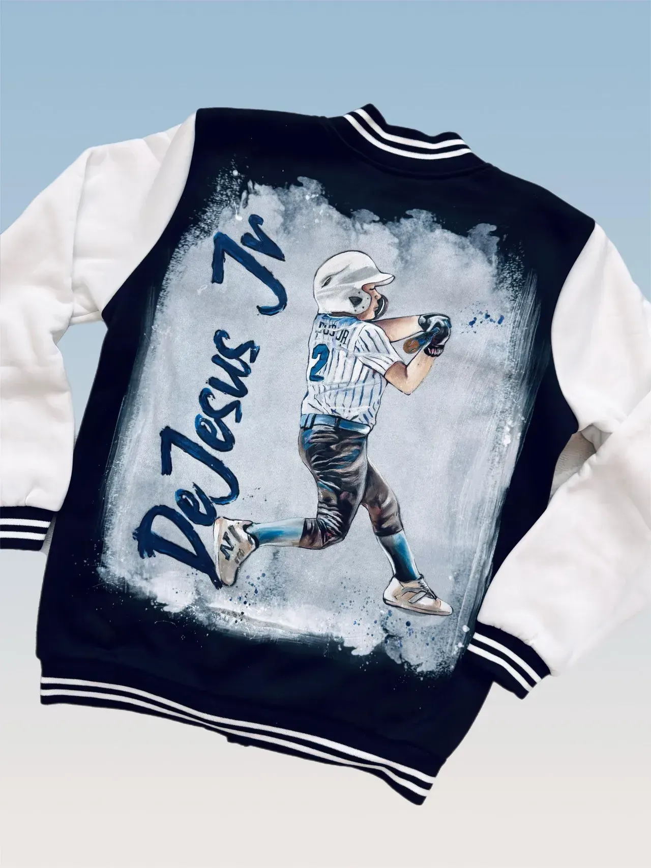 Hand-painted Baseball Portrait Bomber Jacket