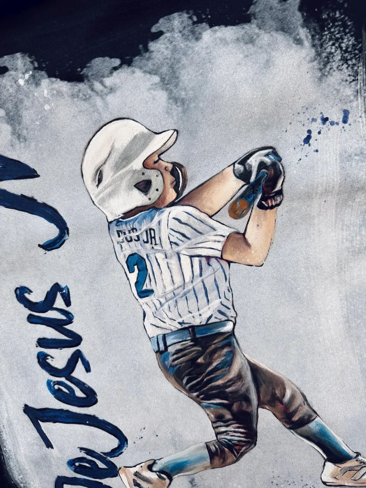 Hand-painted Baseball Portrait Bomber Jacket