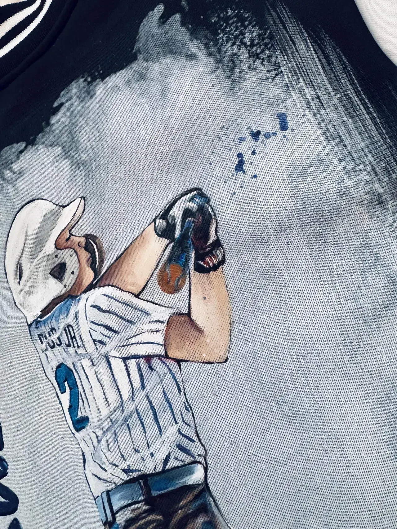 Hand-painted Baseball Portrait Bomber Jacket