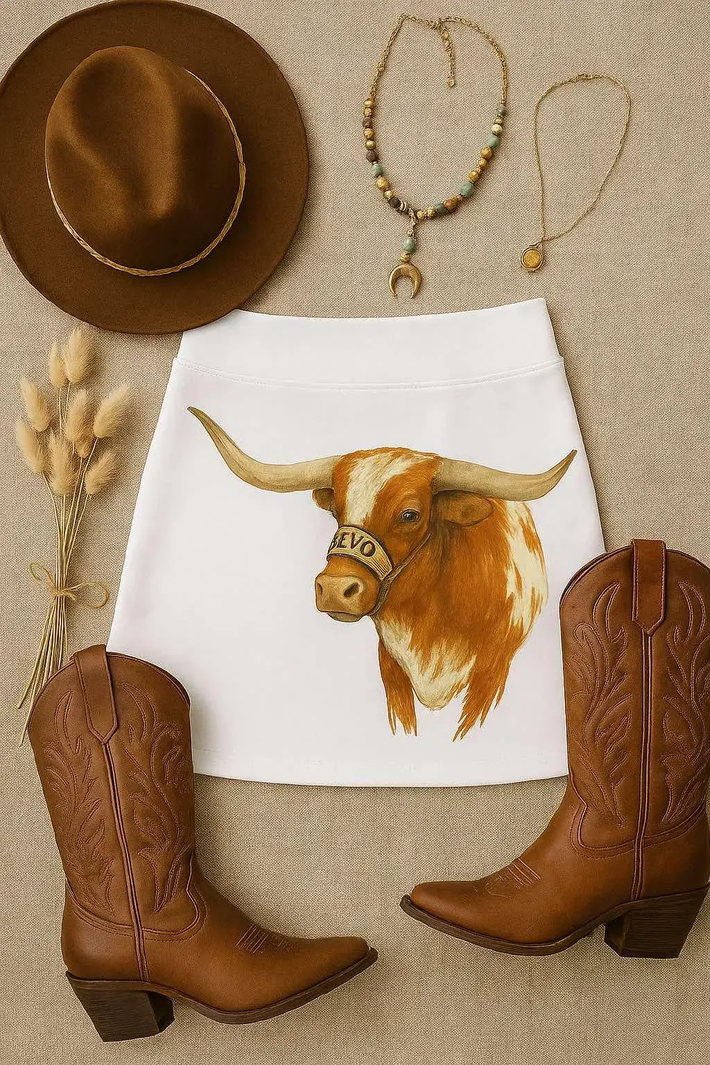 Hand-painted Longhorn Skirt