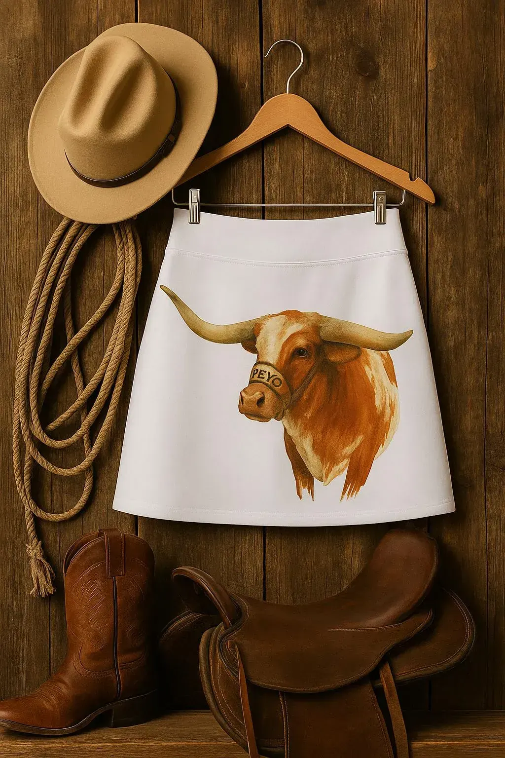 Hand-painted Longhorn Skirt