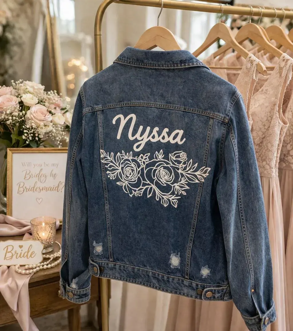 Bride Denim Jacket With Custom Logo or Text