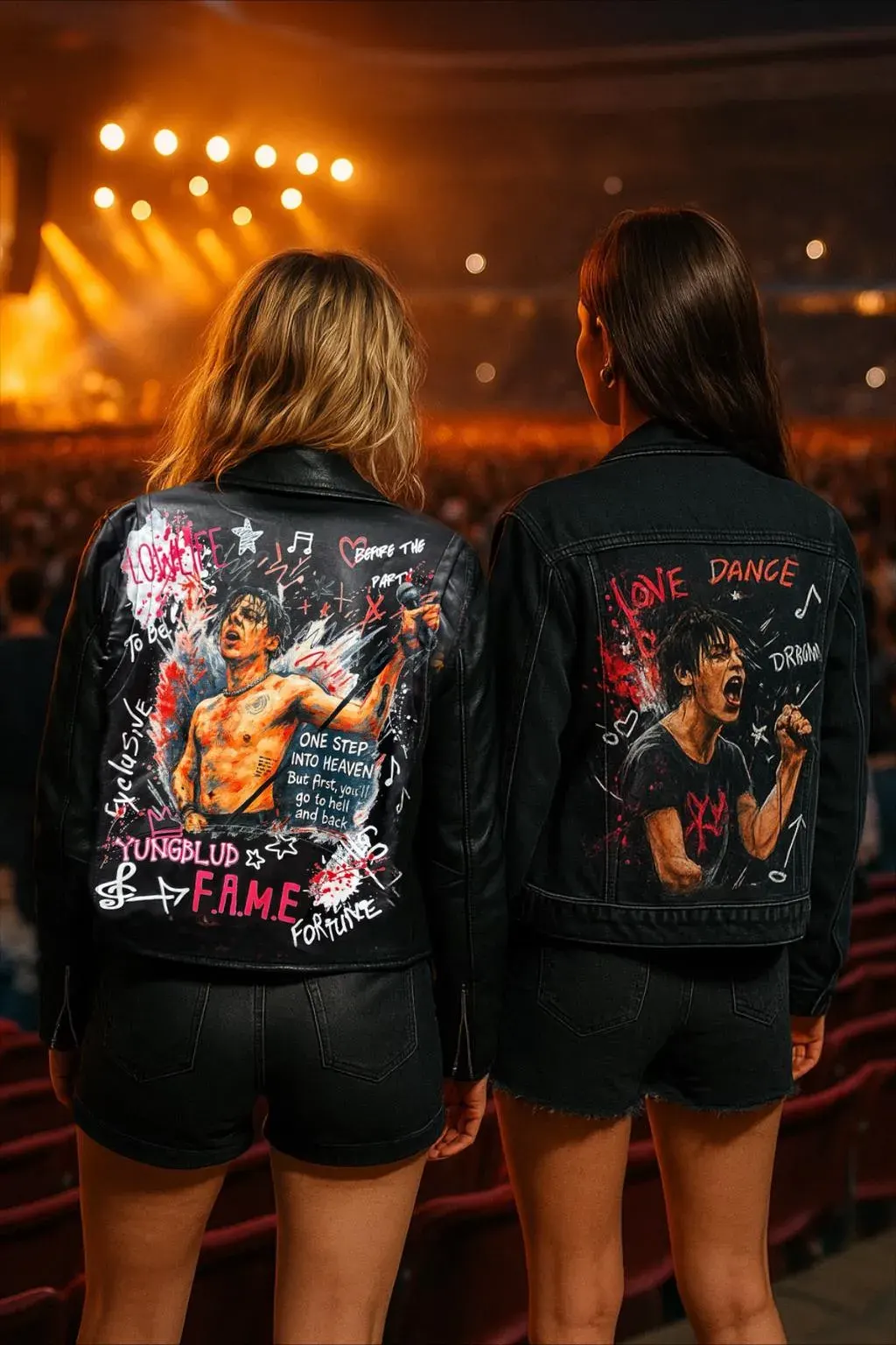 Hand Painted Portrait Leather Jacket