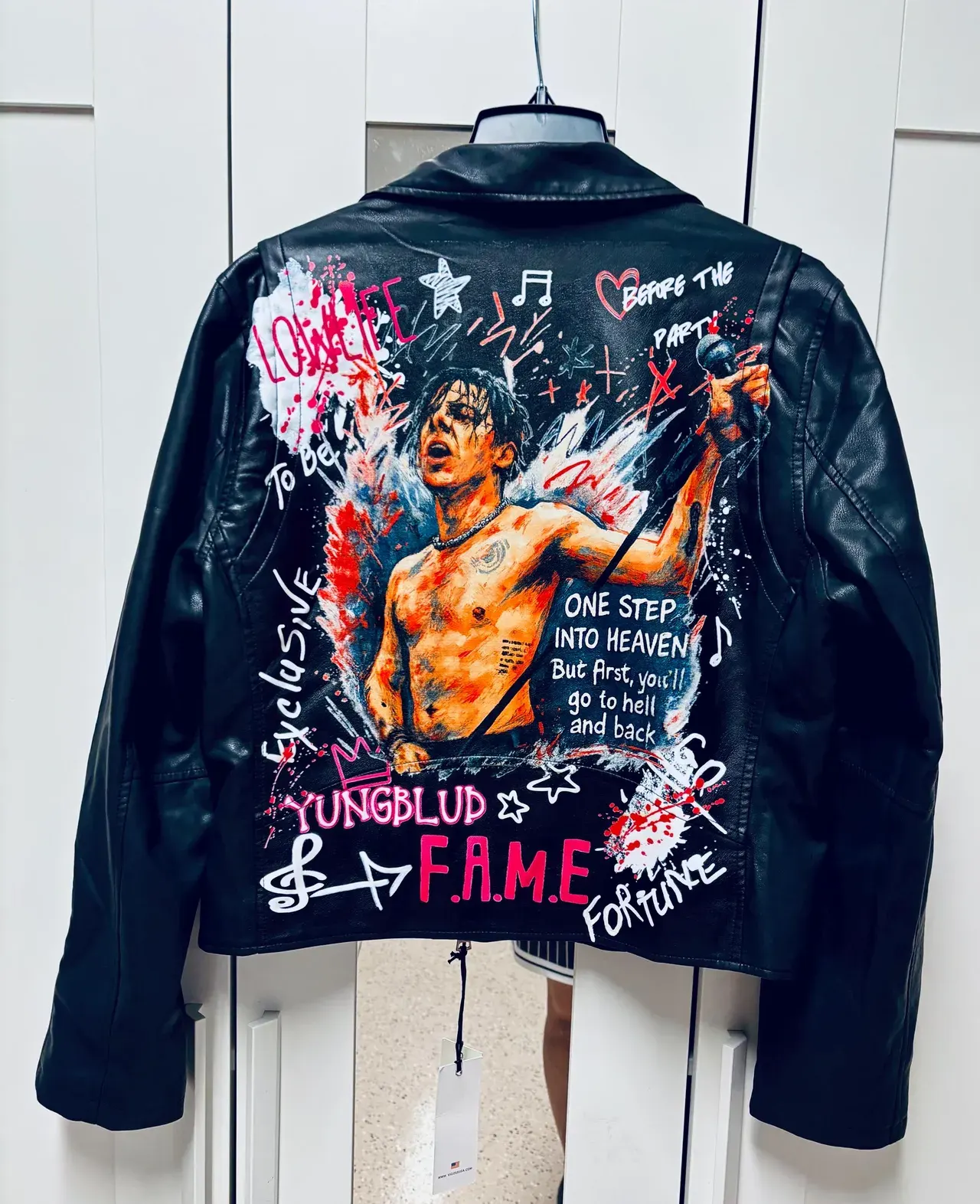 Hand Painted Portrait Leather Jacket