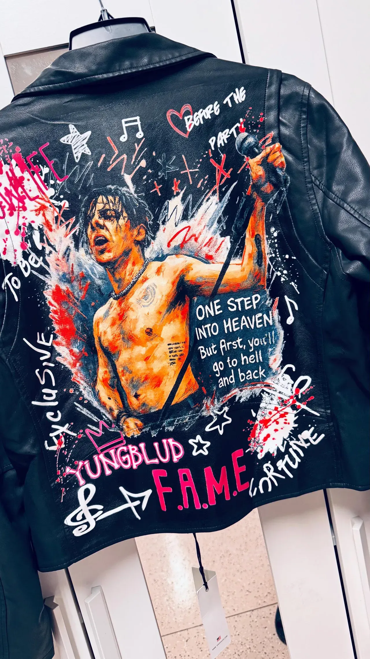 Hand Painted Portrait Leather Jacket