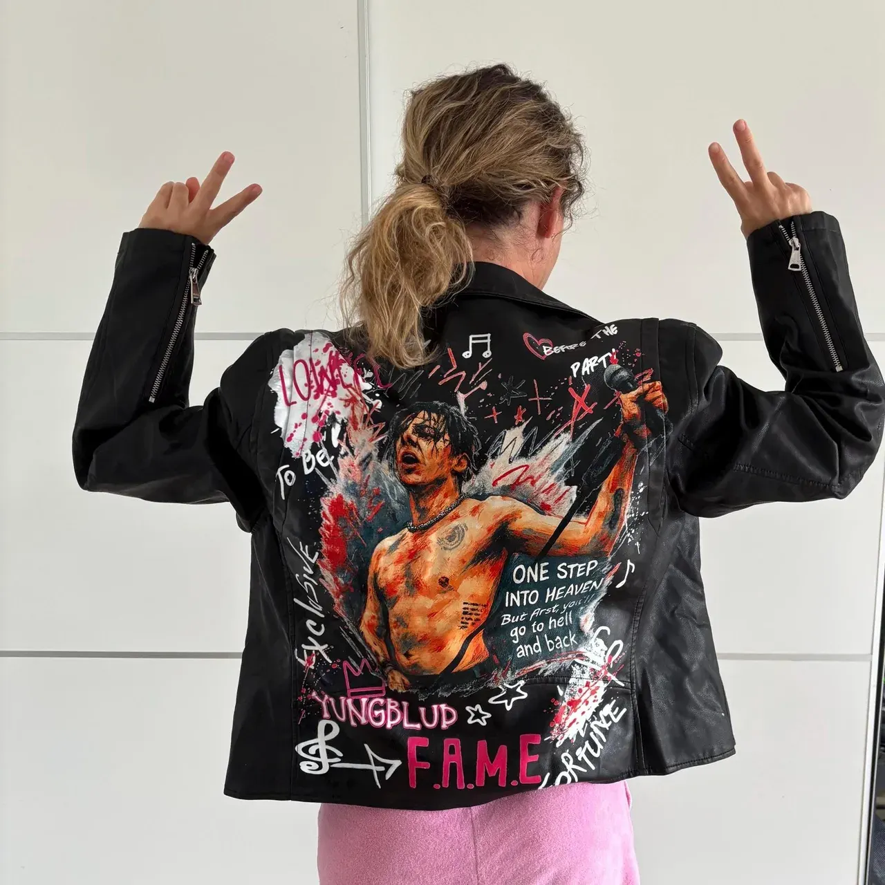 Hand Painted Portrait Leather Jacket