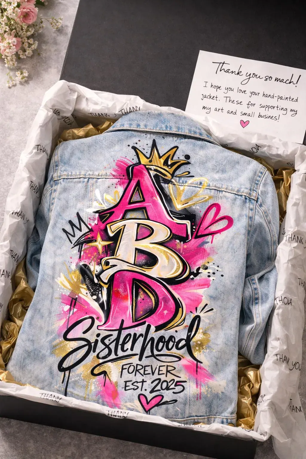 Sorority Custom Hand-painted Denim Jacket