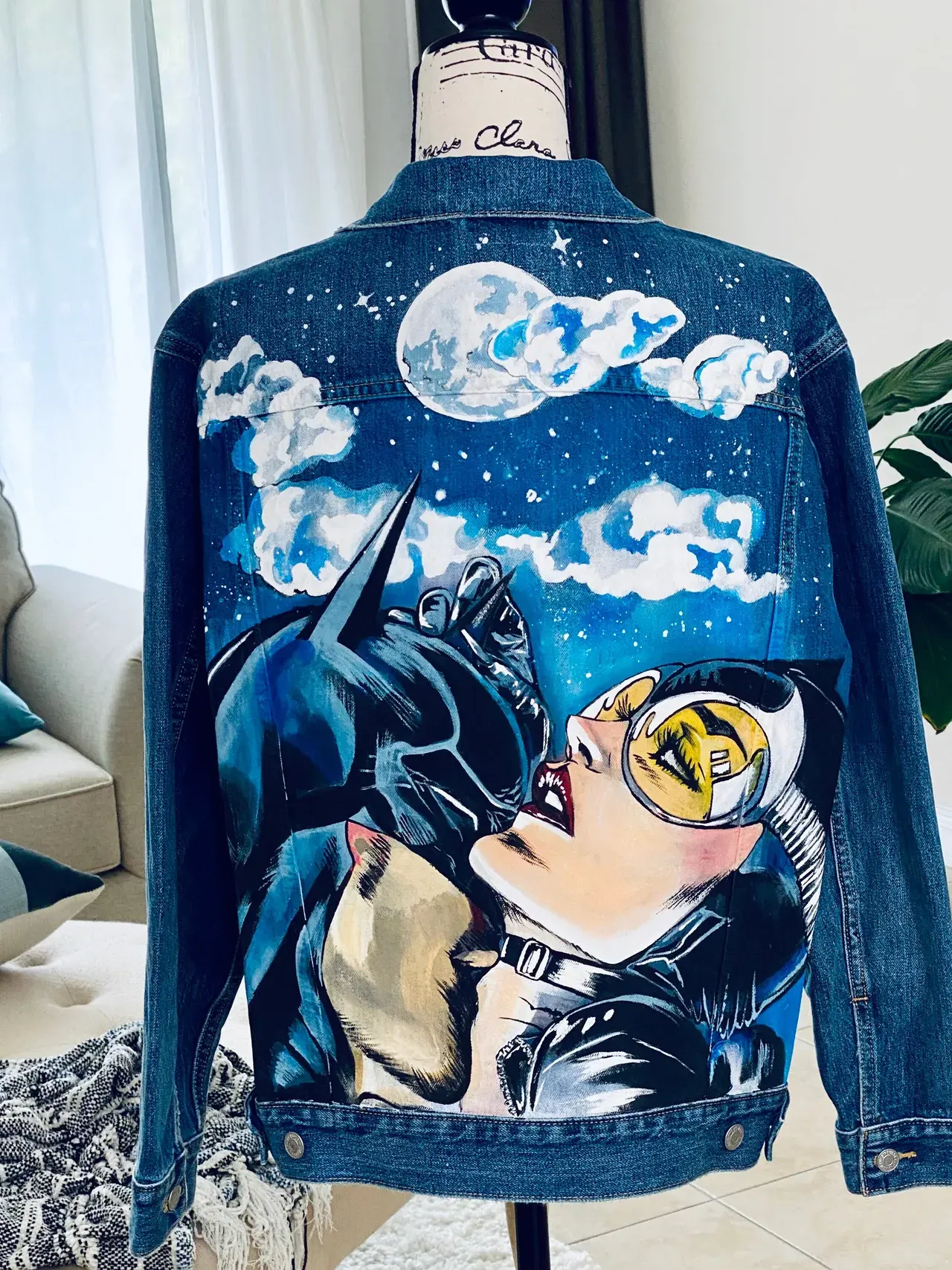 Hand Painted Denim Jacket Pop Art Jacket Custom Jacket…