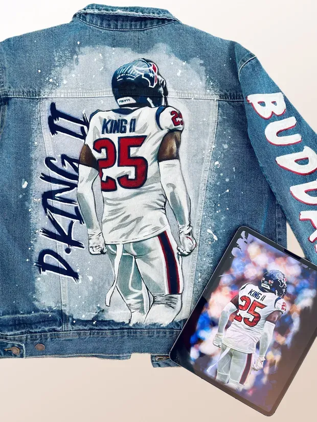 Hand Painted Portrait Denim Jacket: Custom Valentine Gift