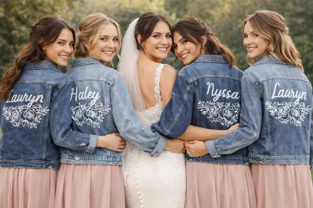Bride Denim Jacket With Custom Logo or Text