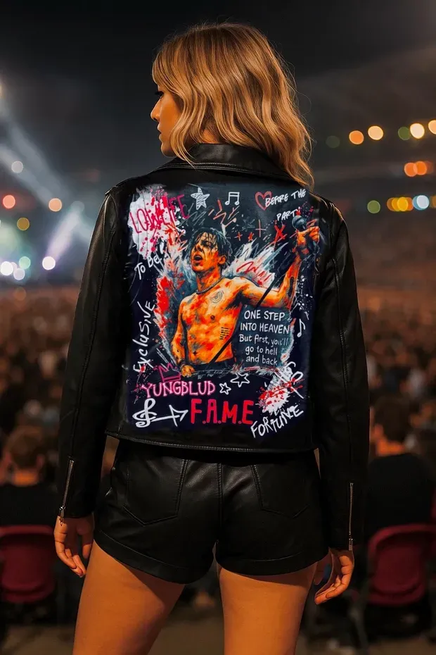 Hand Painted Portrait Leather Jacket